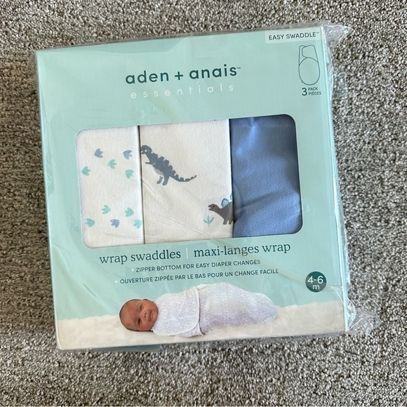 aden + anais Other - aden+anais DINO-RAMA 3-pack 100% cotton easy swaddle wraps sz 4-6mos